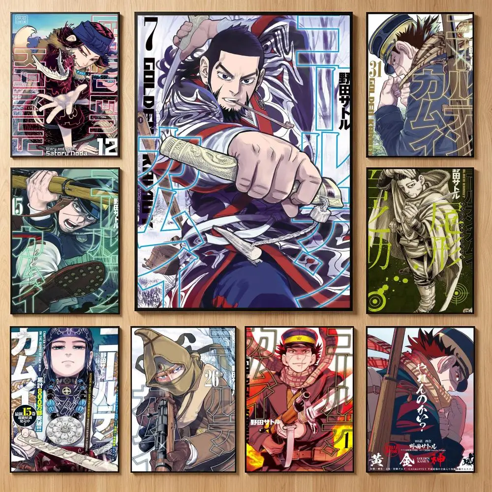Historical Manga G-Golden Kamuy Poster Classic Self-Adhesive PP Wall Sticker for Living Room Bar Decor Gift