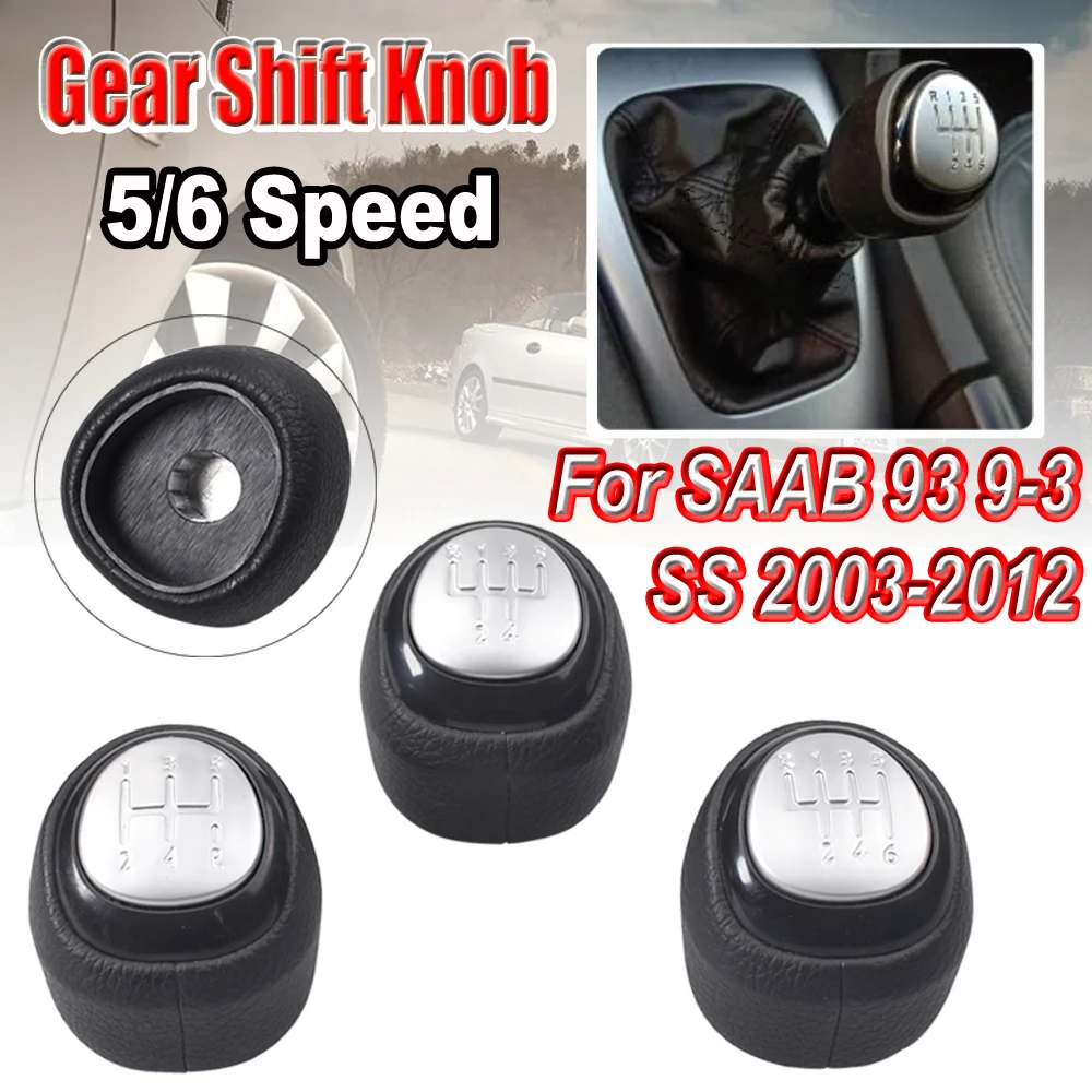 Accessories For SAAB 93 9-3 SS 2003-2012 Car Styling 5 6 Speed Gear Shift Knob Leather Lever Shifter