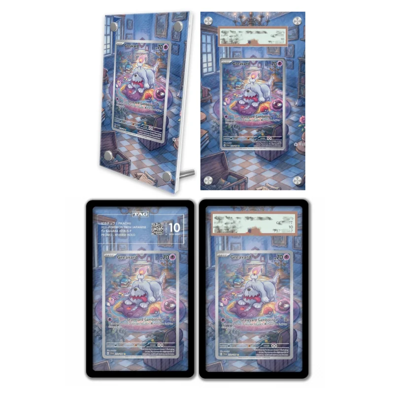 display-de-arte-anime-para-pokemon-greavard-shrouded-fable-estojo-protetor-de-acrilico-para-jogos-de-anime-e-arte-expandida-chaveiro-nivel-de-avaliacao