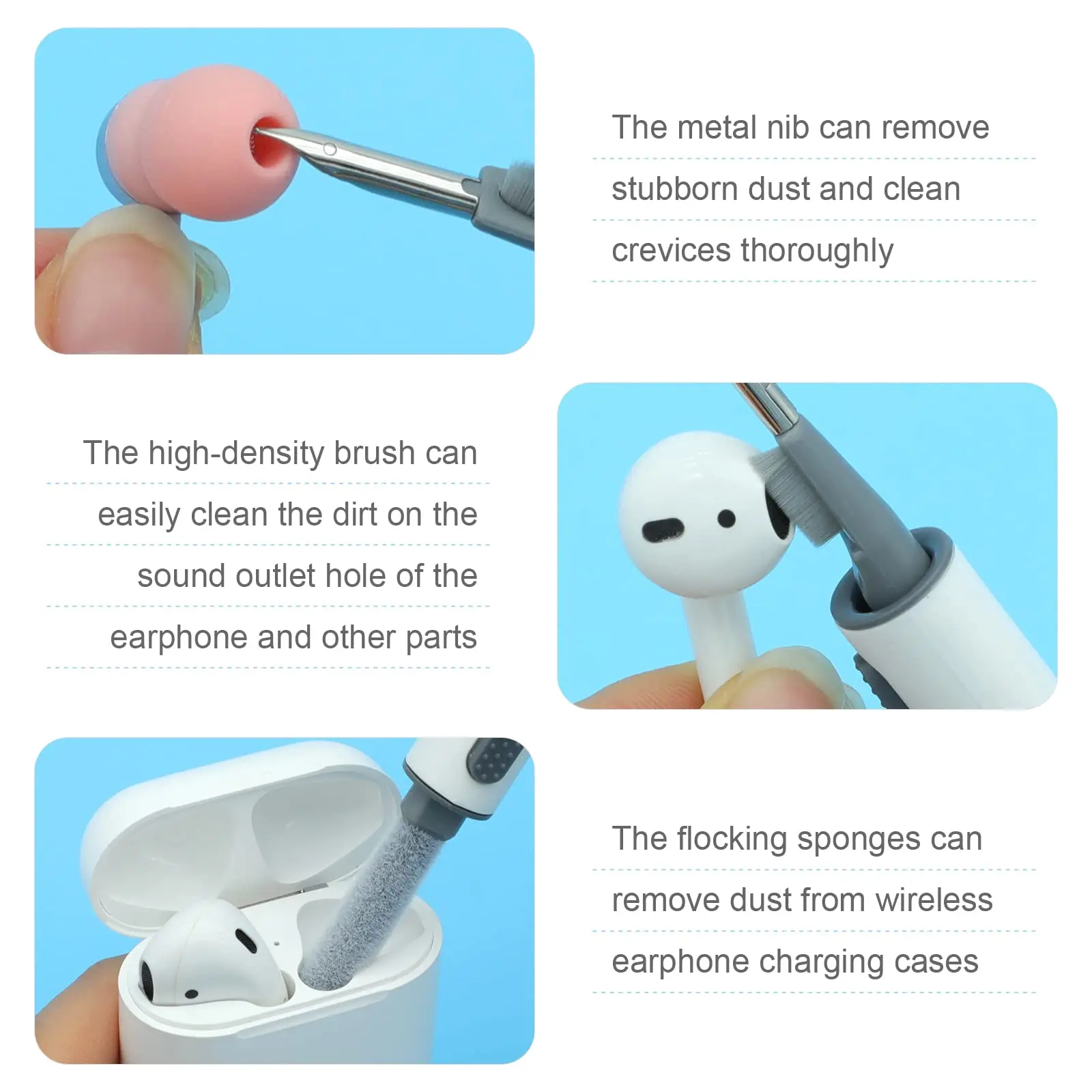 5 in 1 Keyboard Cleaning Brush Kit Keycap Puller Earbuds Cleaner for Airpods Pro 1 2 3 Bluetooth Earphones Case Cleaning Tools