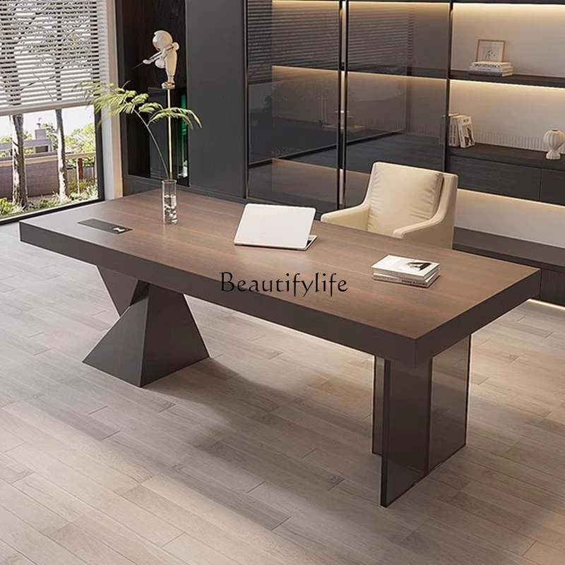 

Light Luxury Minimalist Solid Wood Desk Modern Large Desk Computer Office Desk