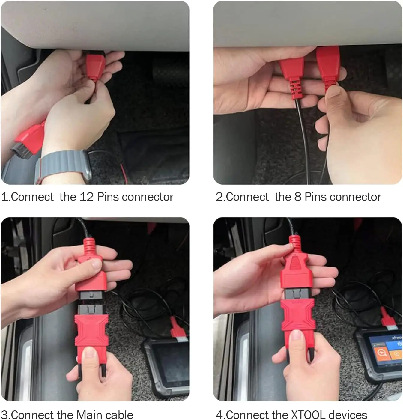 VDIAGTOOL-OBD2 Cabo de Diagnóstico, Cabo do Dispositivo Tablet, Conector FCA, 12 a 8 Pin,Nissan 16Pin, mais novo, 2024