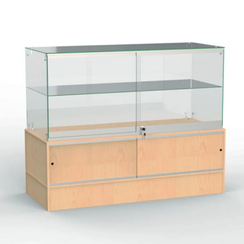 Présentoir en verre sans cadre personnalisé avec armoire de rangement, vitrine verrouillable pour bijoux