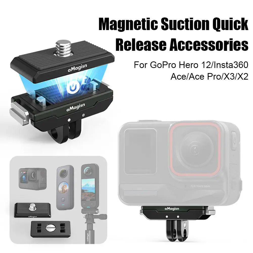 

Magnetic Quick Release Adapter Base for Gopro 12 Insta360 Ace/Ace Pro X3 X2 Action Camera Tripod Adapter Mount Plate Z4T4