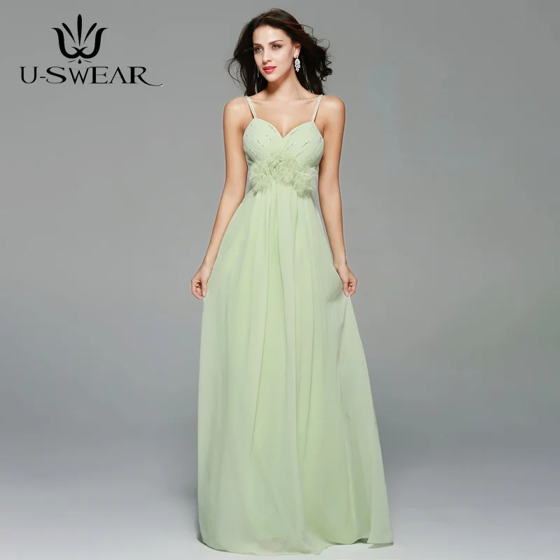 Grace Mint Green Bridesmaid Dresses Spaghetti Straps Sleeveless Dresses for Wedding Party Chiffon Robe Demoiselle Evening Dress