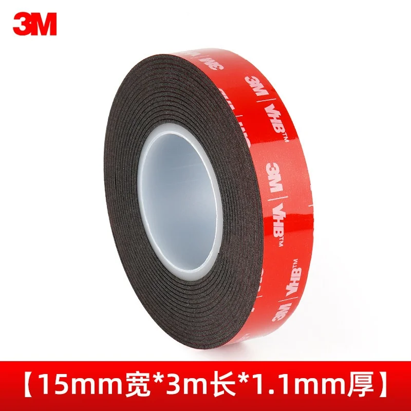 3M 5952 Starkes doppelseitiges Klebeband VHB, hochviskoses, dickes, festes, fahrzeugmontiertes, schwarzes Klebeband für Fahrtenschreiber, keine Spuren