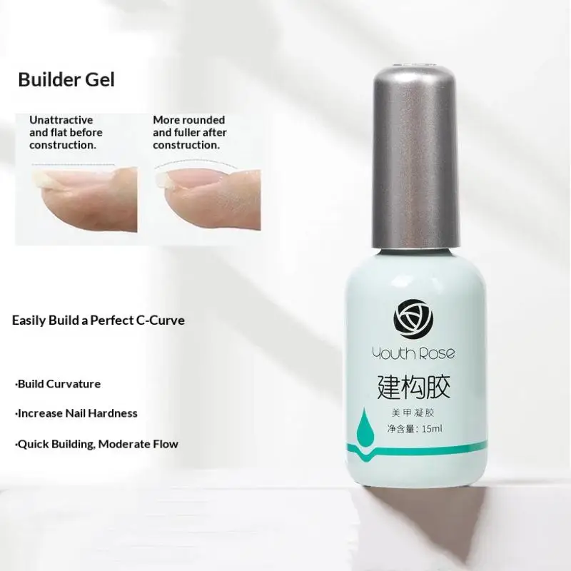 15ml Transparent Reinforcement Gel Base Top Coat Extension Gel Self‑Leveling Soak‑Off UV Nail Polish