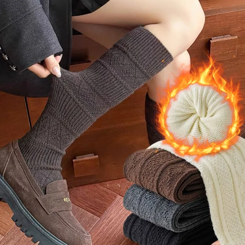 

Y2K носки в стиле Лолиты для женщин и девочек, вязаные гетры, осенне-зимние толстые теплые дышащие длинные носки до колена, чулки