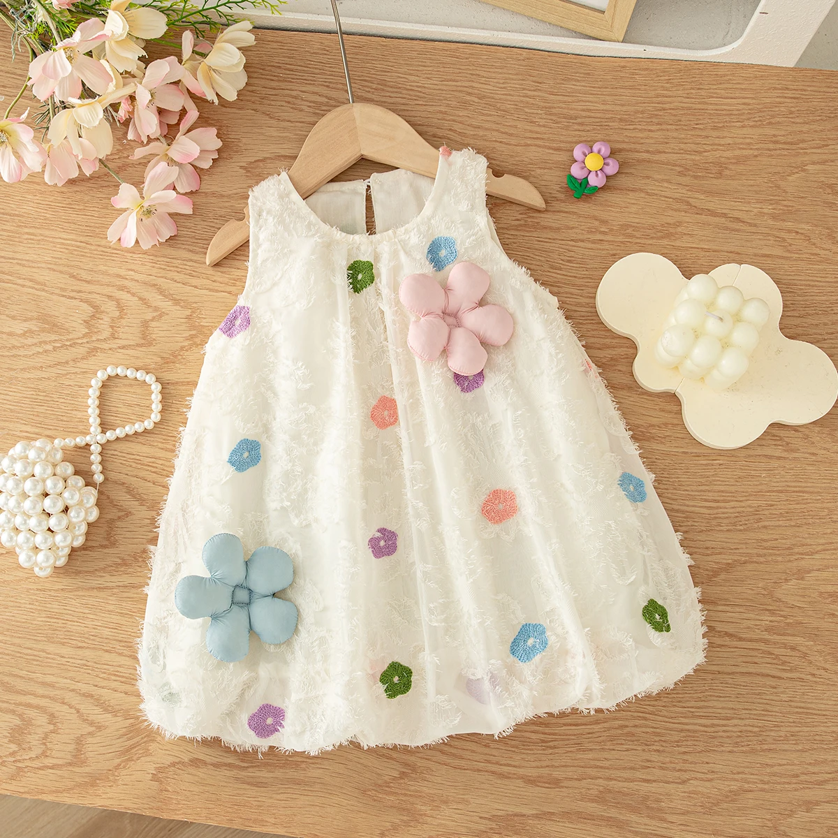 Sweet Baby Girl Dress Summer Cute Flower Sleeveless Princess Dress Daily Outdoor Wear Children's Clothing 9 Months - 4 Years 3