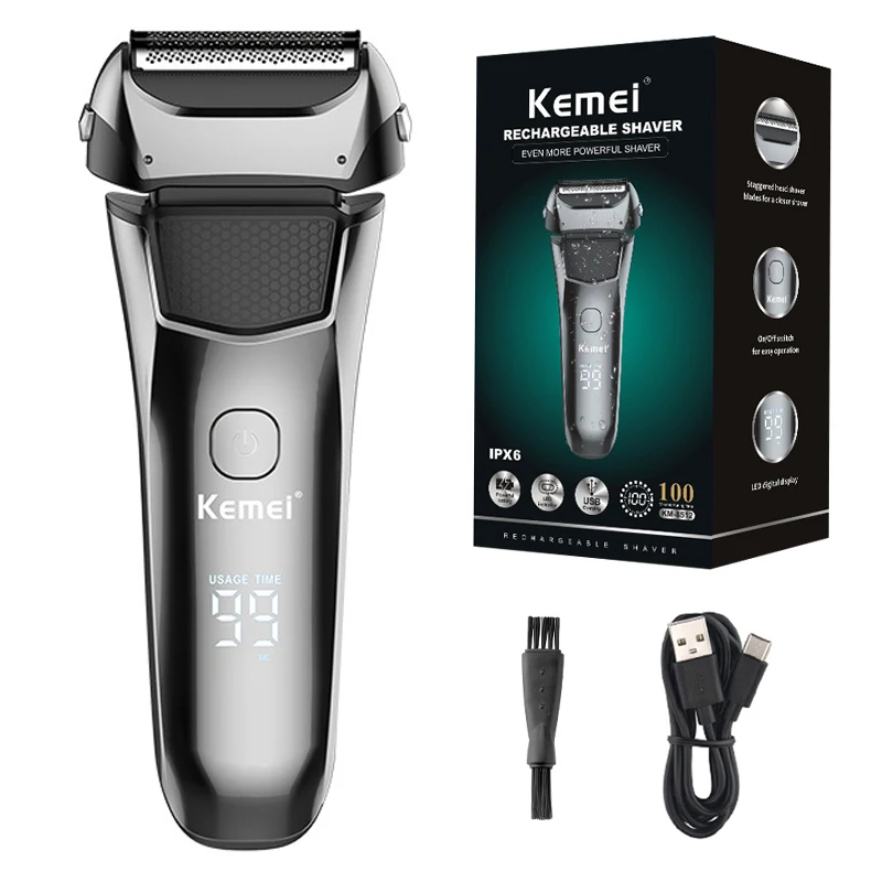 

Kemei 8512 Rechargeable Electric Shaver Hair Beard For Men Facial Stubble Electric Razor Fades Bald Head Shaving Machine Tool