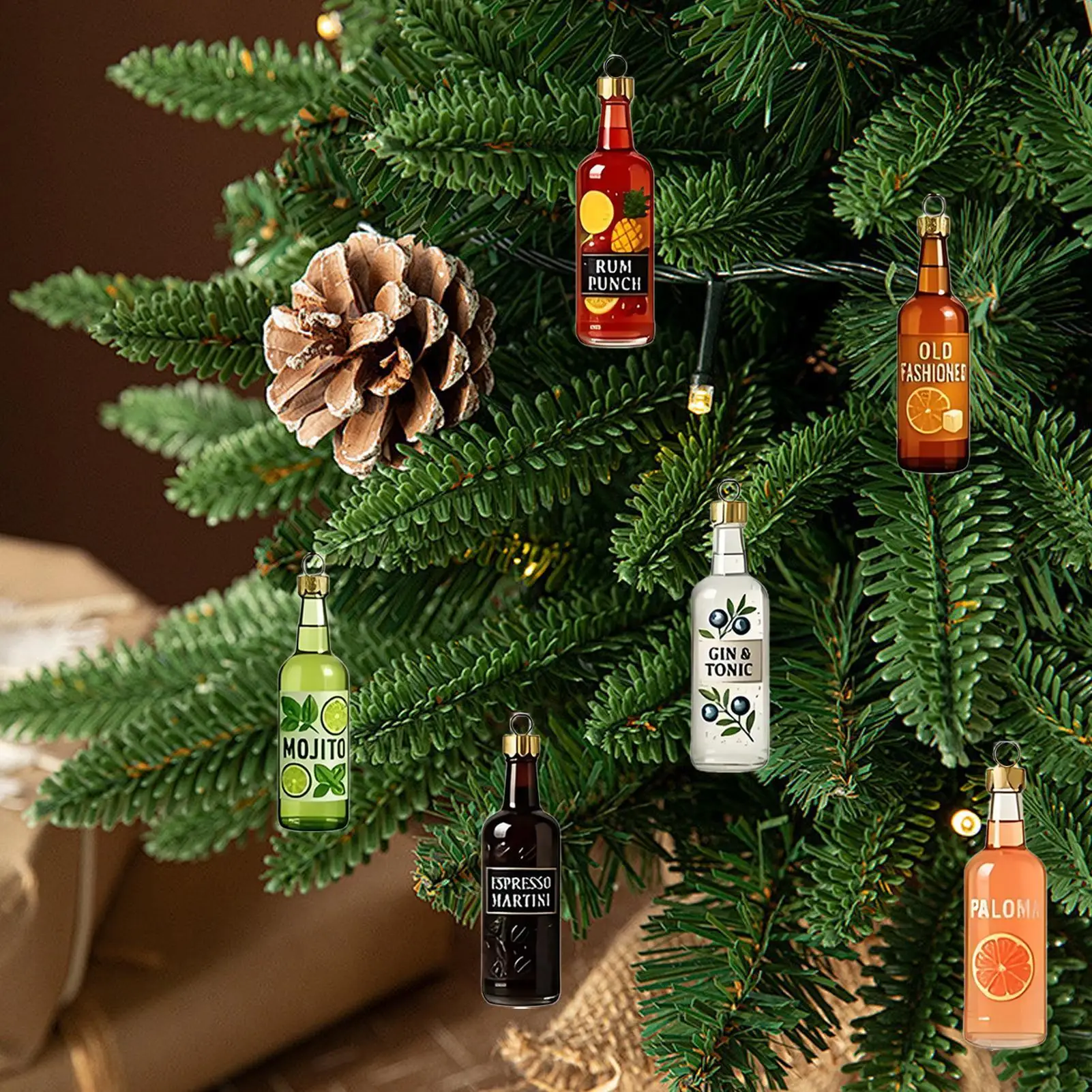 2D شقة الاكريليك شجرة عيد الميلاد كوكتيل قلادة كوكتيل حلية مجيء لعبة 24 يوما الكلب عيد الميلاد العد التنازلي التقويم هدية عيد الميلاد