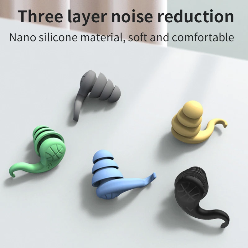 

2PCS Reusable Protection Sound Blocking Ear Plugs Soundproof Earplugs For Sleeping Soft Silicone Ear Muffs Noise Protection