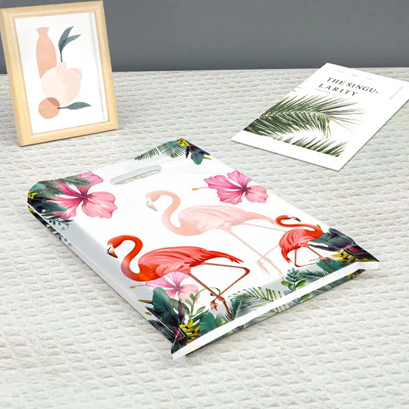 30pcs Thank You Gift Bag with Handles Plastic Floral Design Thank You Tote Bags birthday party packing Bags Wedding Favors Bag