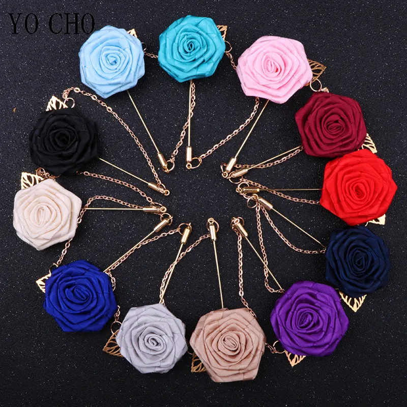 Noivo Boutonniere Lapel Pins para Homens, Casamento Corsage Suit, Buttonhole Silk, Rose Gold Leaves, Homens Brooch, Acessórios de Casamento, 10Pcs