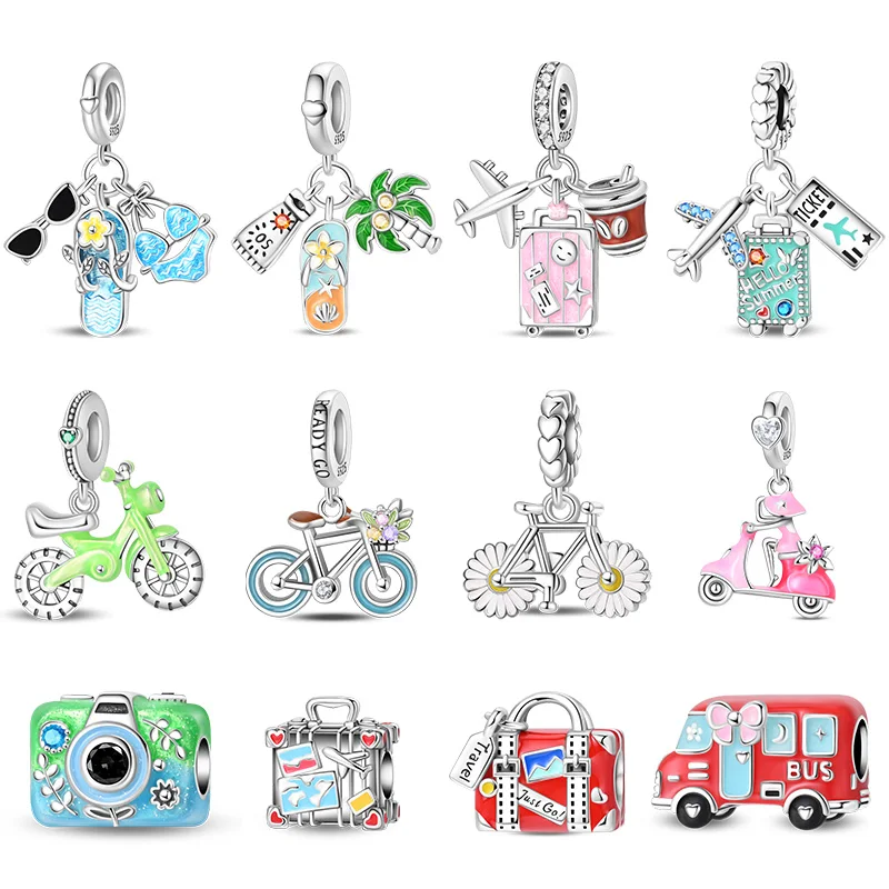 925 Sterling Silver Slipper Sunglasses Charms Beads Fit Original Bracelets Bag Keychain Earring Pendant Diy Women Jewelry Gift