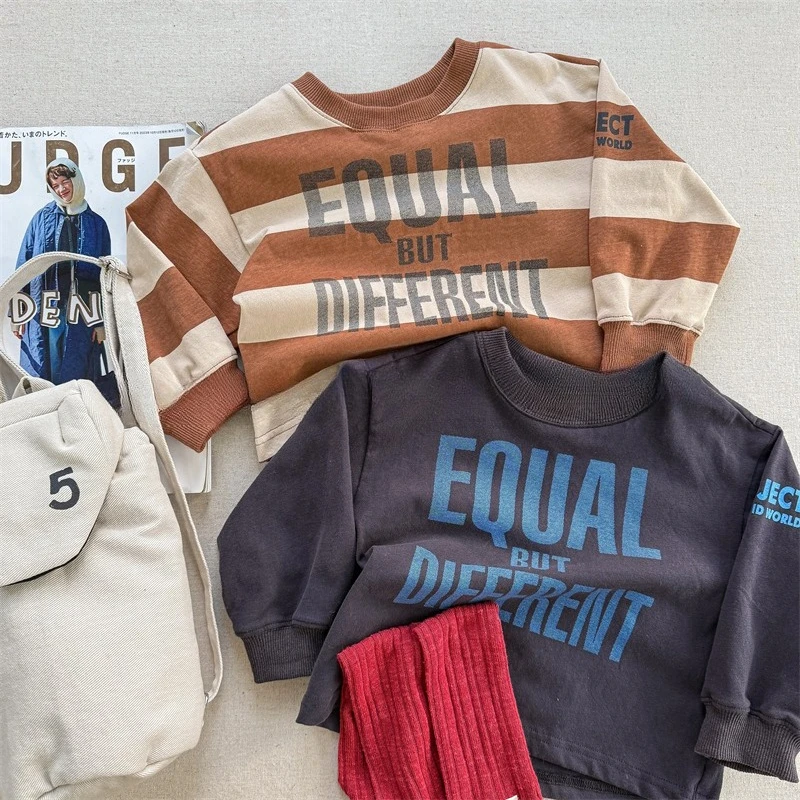 2025 Autumn Girls' Base Shirt Children's Clothing Spring and Autumn Korean Version Japanese Kids Hoodie Boys' T-shirt