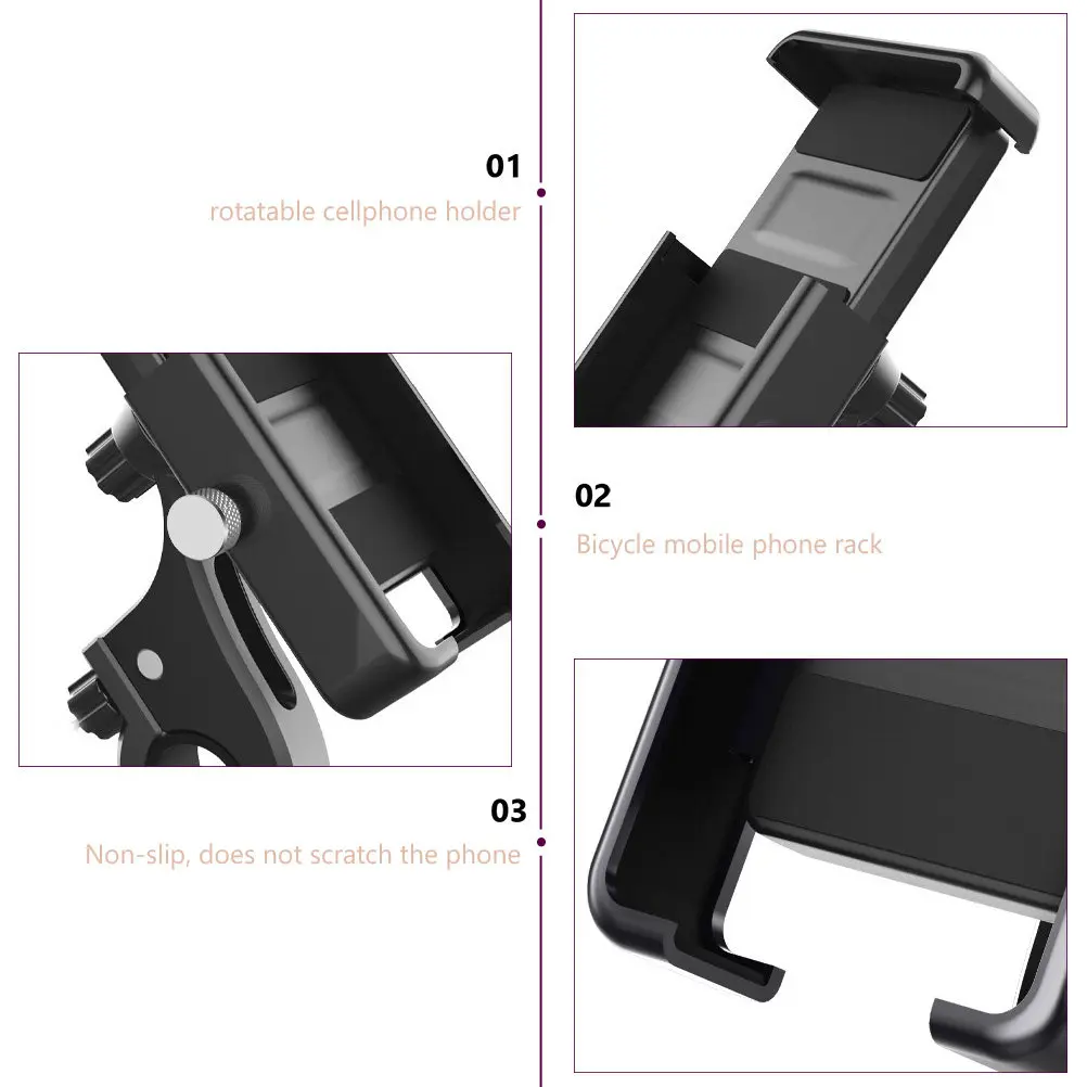 Bike Phone Mount Holder Rotatable Smartphone Stand for Cycling with Non-Slip Pads Sturdy Aluminum Alloy Bike Riding Phone