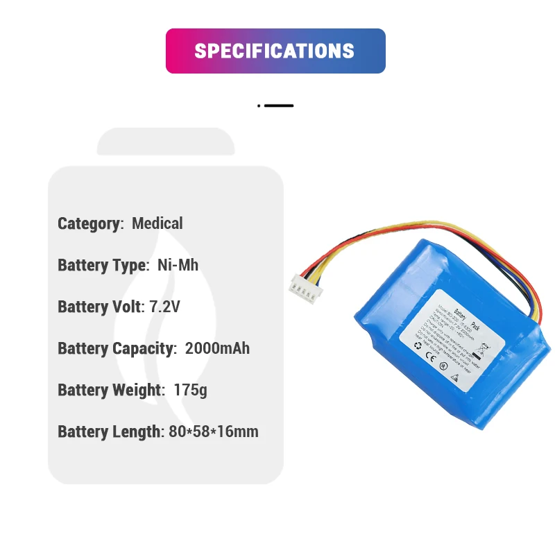 NI-MH 7.2V 2000mAh Replacement BL-2000 BD-200 I76300 IT-6300 YBC-800A ART-3000B Battery for M e d i cal O T D R