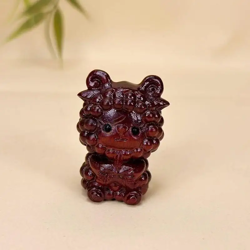 Mini Padauk Carving Chinese New Year Goat Ornaments Zodiac Statue Cute Sheep Decor Home Office Desktop Decor Car Decoration