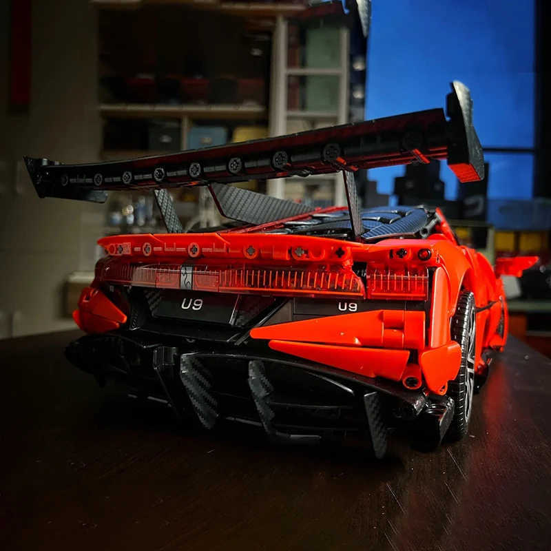 U9 Supersportwagen Technischer Baukasten 1:8 Maßstab Elektrischer Hypercar Konstruktions-Bausteine Modell DIY Montage-Spielzeug für Erwachsene – Detail 14