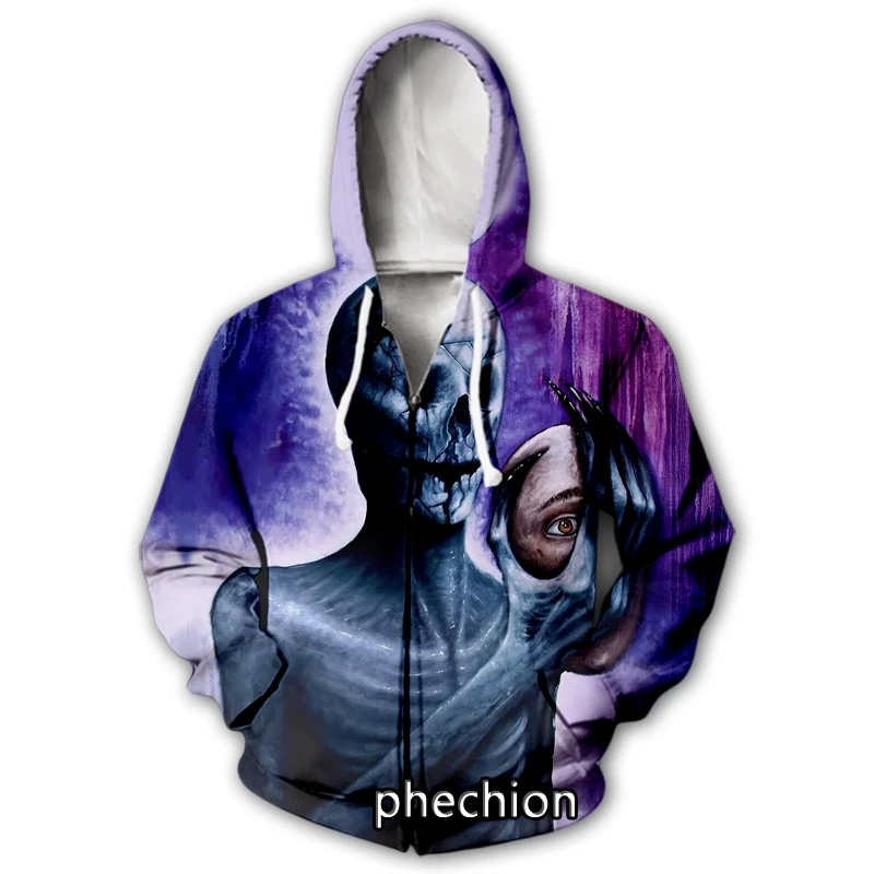 phechion New Fashion Men/Women Motionless In White 3D Print Long Sleeve Zip Hoodies Casual Men Loose Sport Zip Hoodies Tops J46