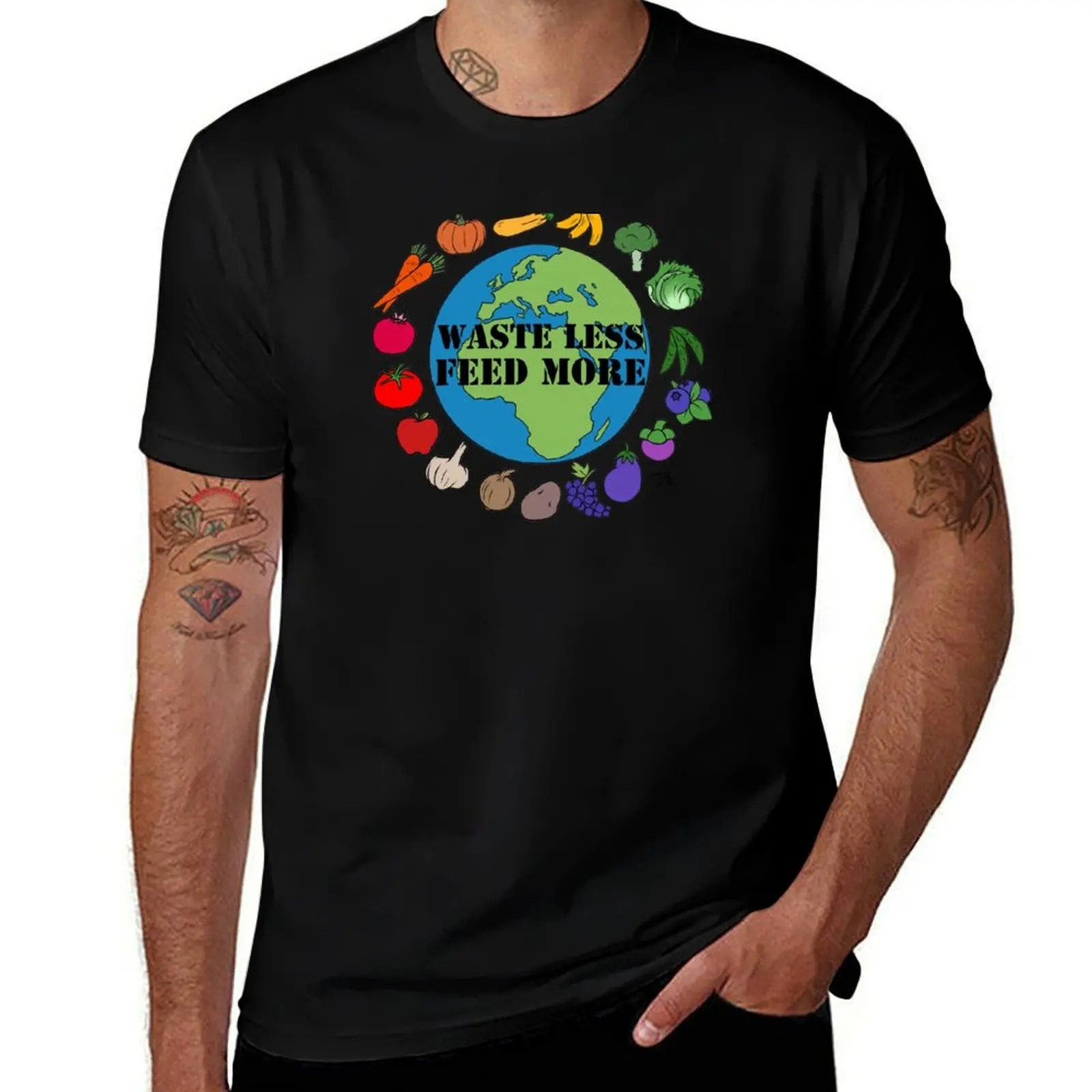 Waste Less, Feed More v1 T-Shirt Large Size Casual Tee Shirt T-Shirt