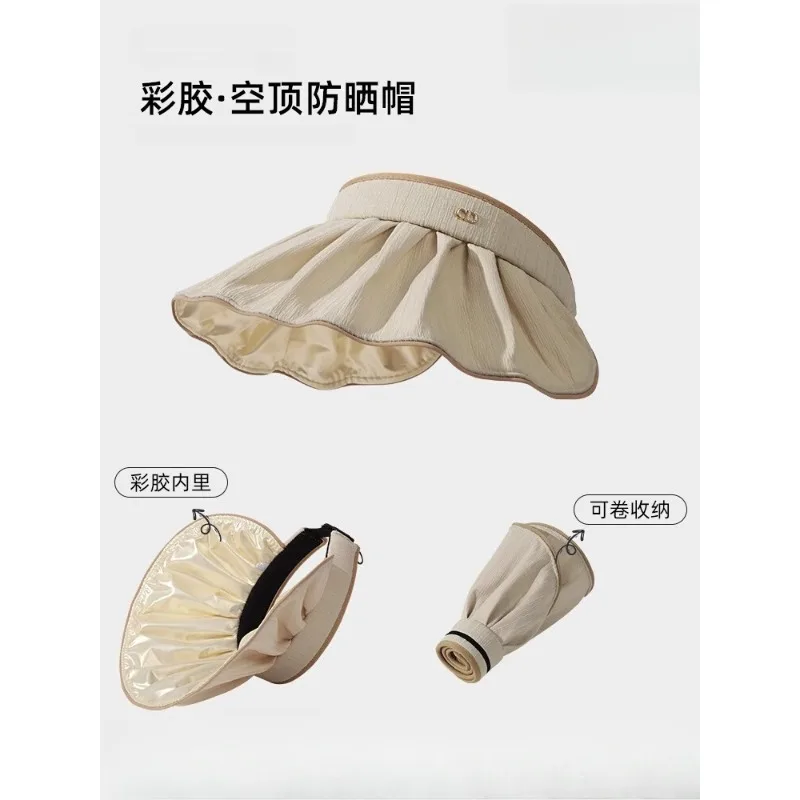 Summer sunscreen hat, large-brimmed empty-top shell hat, UV protection and sunshade versatility