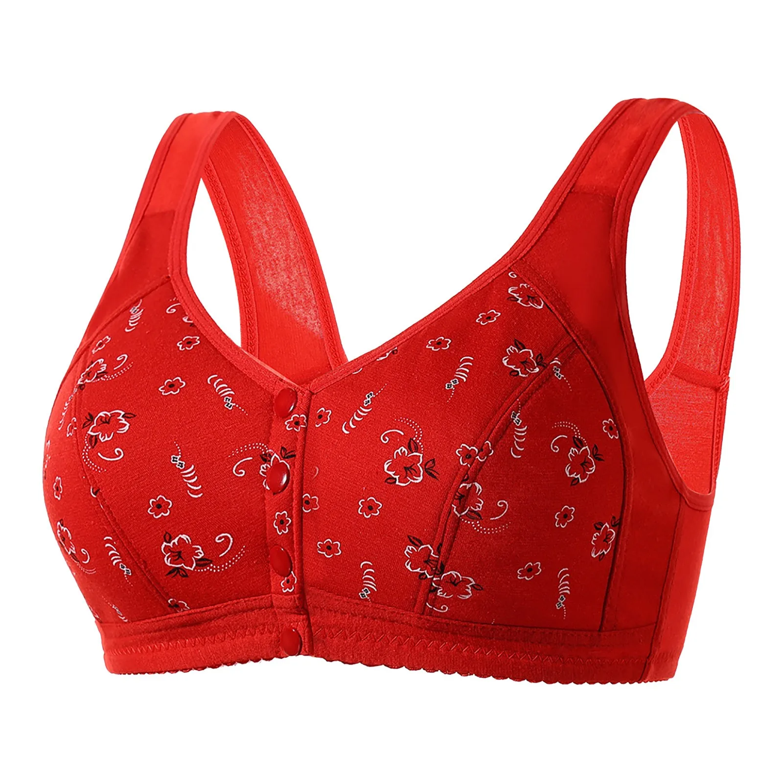 Women Sexy Lace Front Button Shaping Cup Adjustable Shoulder Strap Large Size Bra Thin Bras for Women Non Padded Sports Bra