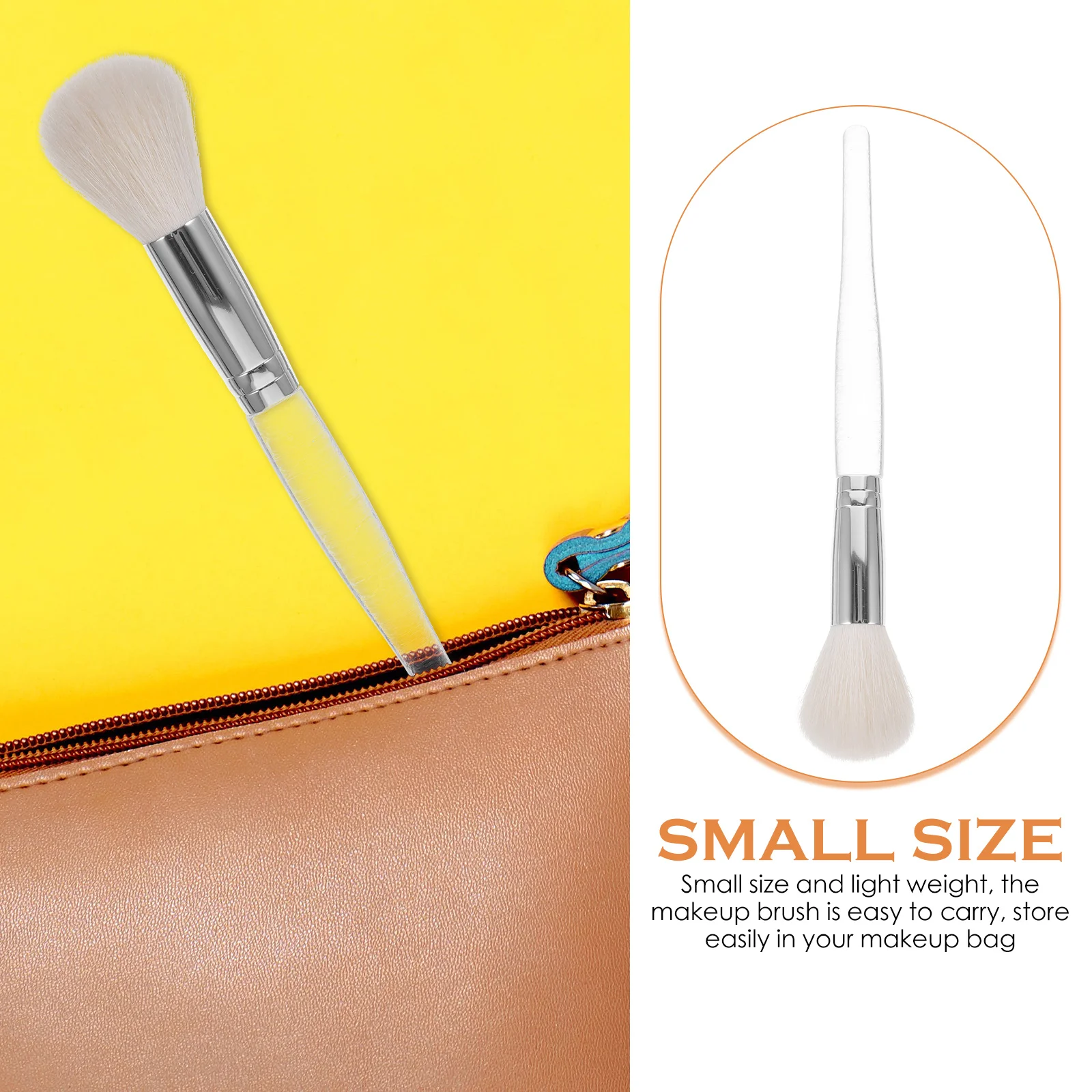 Brocha de maquillaje de pelo de oveja, resaltador de colorete compacto, sombra de nariz, brocha de maquillaje pequeña, ligera, fácil de llevar, cara de mujer