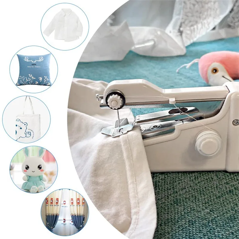 Handheld Mini Electric Sewing Machine Portable Wireless Household Simple Electric Sewing Fabric Machine Sewing Supplies