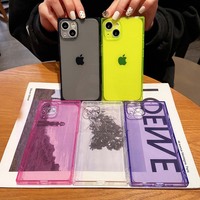 Rectangle Clear Color Case For iPhone 16 15 14 13 12 11 Pro Max Plus Shockproof Soft TPU Cover Skin