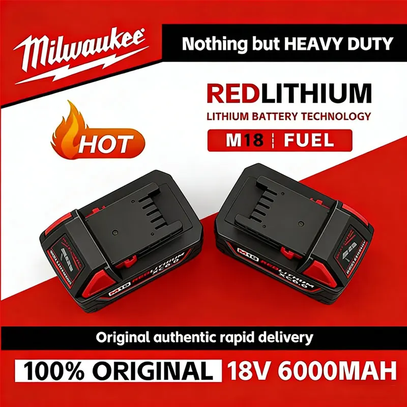 

Milwaukee M18 6.0Ah/6000mAh High Output Battery 18V Lithium-ion Rechargeable for Milwaukee M18 Cordless Power Tools