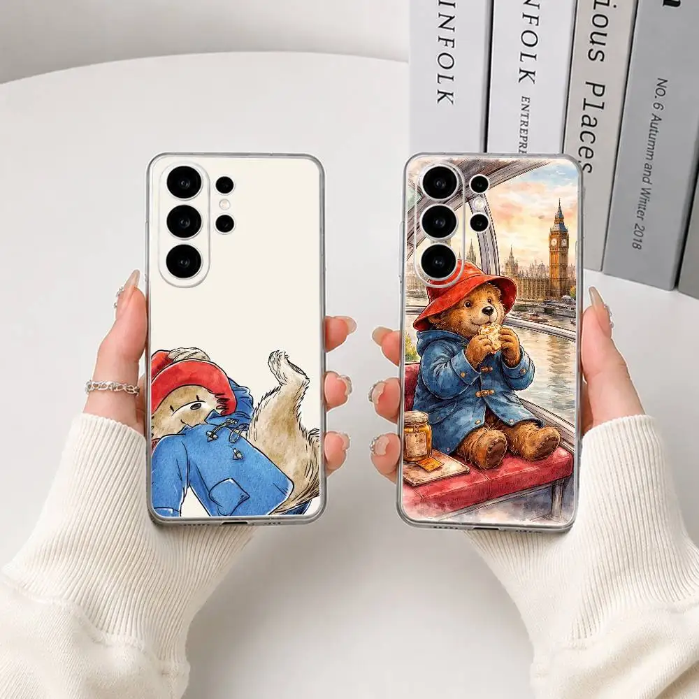 

Cute Paddington Bear Clear Soft Silicone Phone Case forSamsung S25, S24, S21, S22, S23, S30, Ultra, S20, Plus