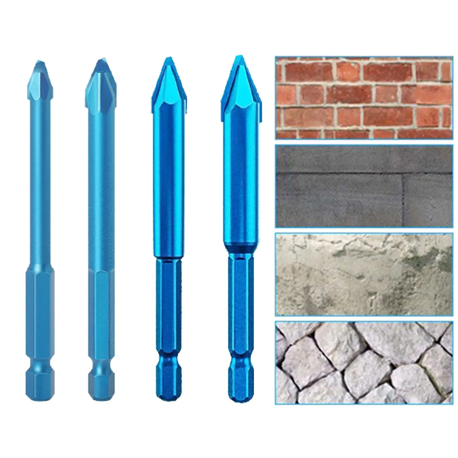 

4Pcs Tile Drills Bits Eccentric Multipurpose Steel Professional Hollow Drill Set Hex Shank for Wall Masonry Porcelain Ceramic