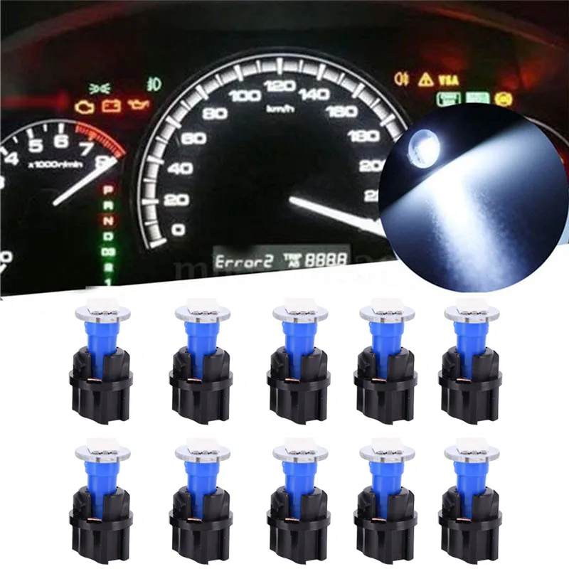 10PC T5 5050 Led Lamps 12V Car Gauge Speed Dash Bulb Dashboard Light Instrument Panel Accessory