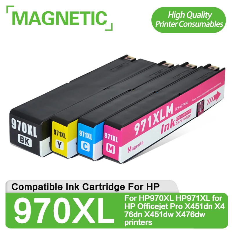 

Magnetic NEW Compatible ink Cartridge For HP970XL HP971XL for hp Officejet Pro X451dn X476dn X451dw X476dw printers