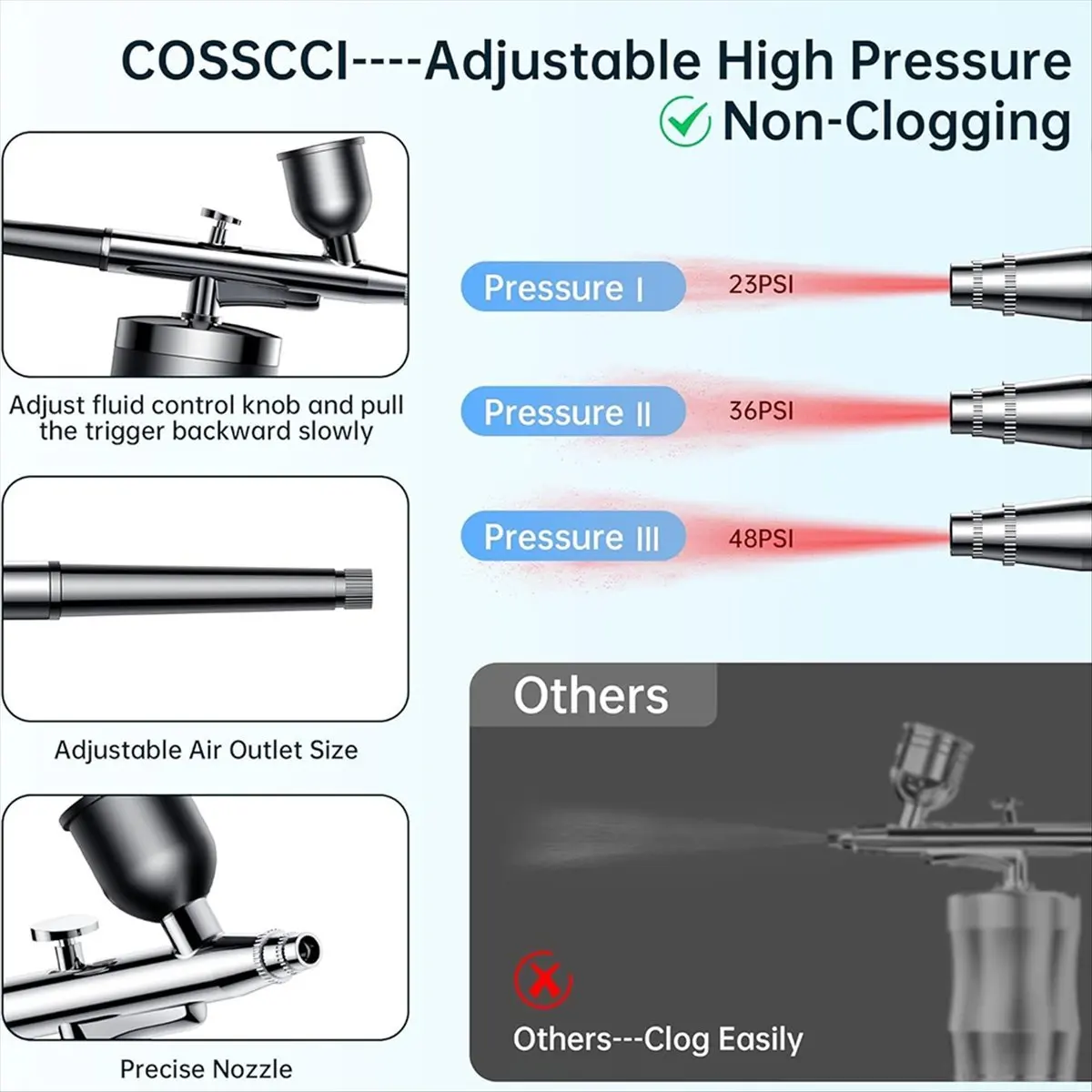 A77K Airbrush Set Portable Airbrush with Compressor Handheld Airbrush Set Ideal for Complex Tasks Such As Tattoos/Manicures A