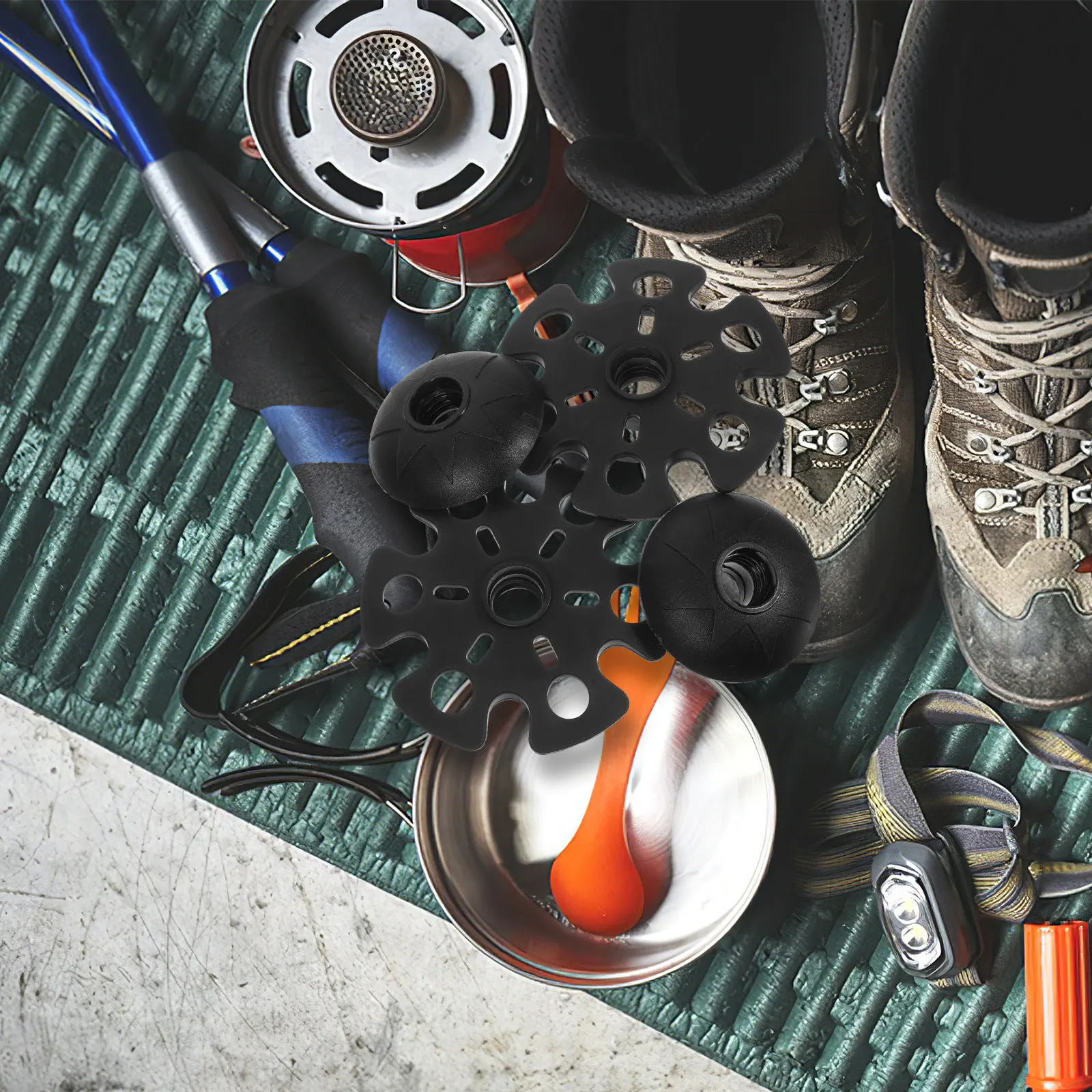 4Pcs Large Area Trekking Pole Tips Mud Snow Protector Hiking Accessories Climbing Walking Stick Pads Climbing Trekking Pole Tips