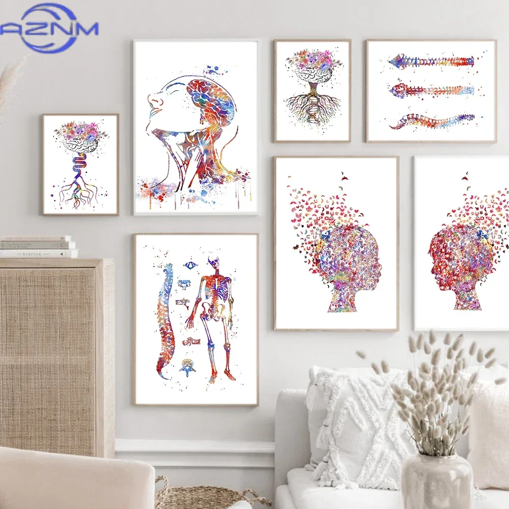Human Anatomy System Wall Art Canvas Painting Posters And Prints Brain Mind Spine Wall Pictures Medical Education Home Decor