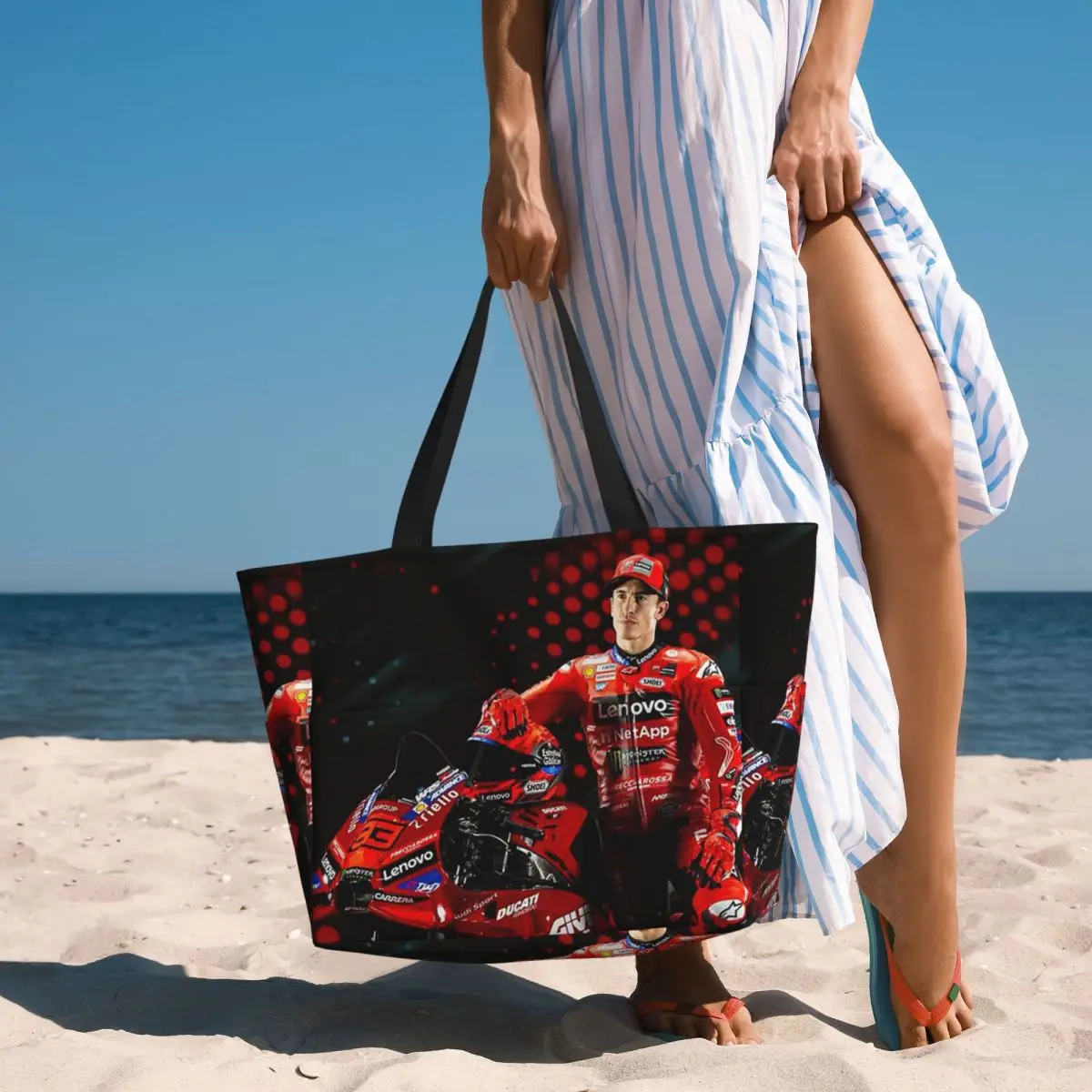 Motorcycle Marqueze Beach Tote Bag Sport Gym Yoga Duffle Large Tote Bag Women Travel Bag Fitness bag