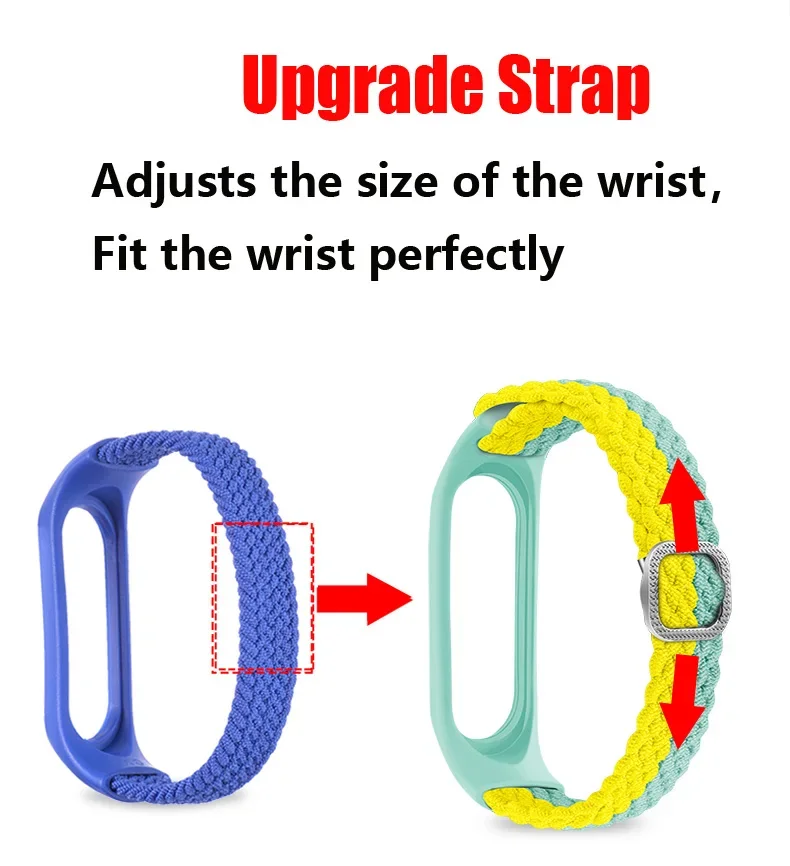 Bracelet for Xiaomi Mi band 6 7 Strap Elastic adjustable Nylon Braided solo loop Miband4 miband 5 correa Mi band 4 3 5 6 strap