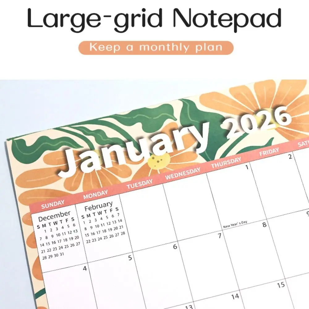 Calendrier magnétique anglais créatif Notes papier épais 2026 calendrier Agenda organisateur coloré planificateur mensuel calendrier usage domestique