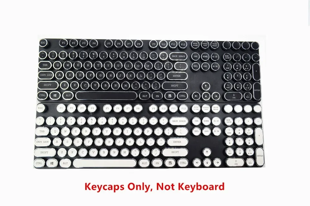 104 Keys Steampunk Round Golden Silver Black White Keycap Key cap Keycaps ANSI Layout for Cherry MX Gaming Mechanical Keyboard