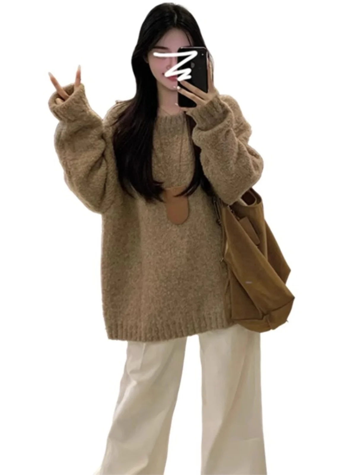 Amerikanischen Retro Thiened runde Ne Pullover frauen Herbst Winter Neue Faul Sle Weiche Innere Gestrickte irt Top