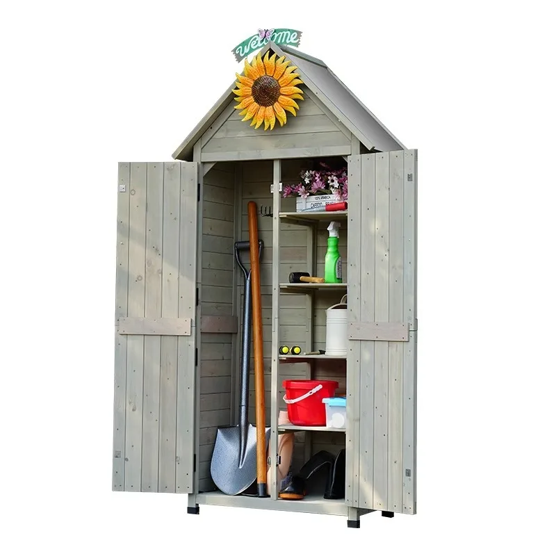 Outdoor Waterproof Wooden Lockers Garden Furniture Garden Tool Shed Decorative Storage and Gardening Tools Which Can Be Locked