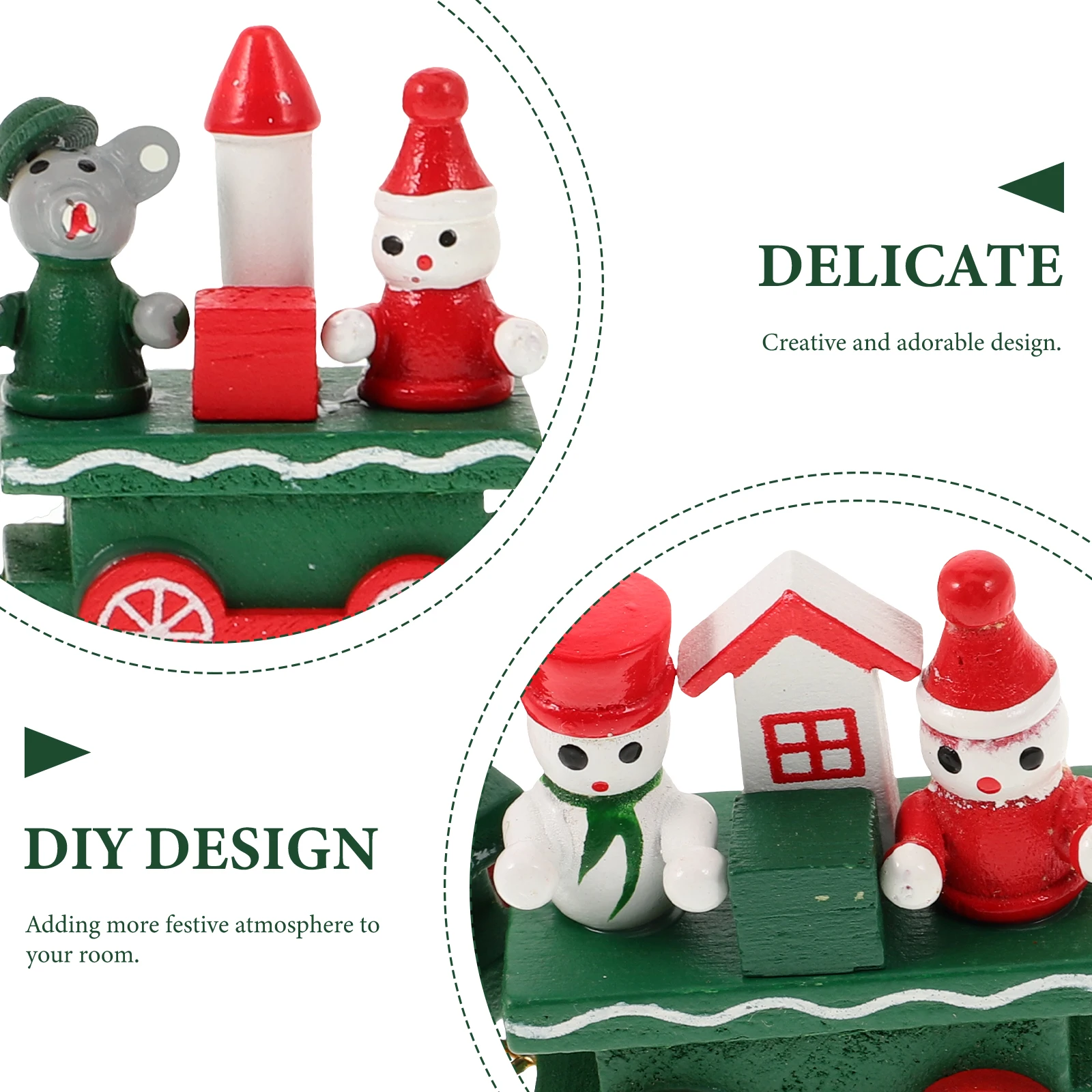

1 Set Of Wooden Christmas Train Ornament Detachable Diy Craft Decor Children Gift Party Supplies Desktop Adornment Snowman Bear