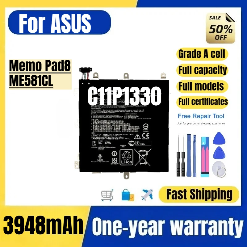 C11P1330  for ASUS Memo Pad8/ME581CL Mobile Phone Battery High Quality High Capacity Replacement Bateria Grade A Cell with Tools