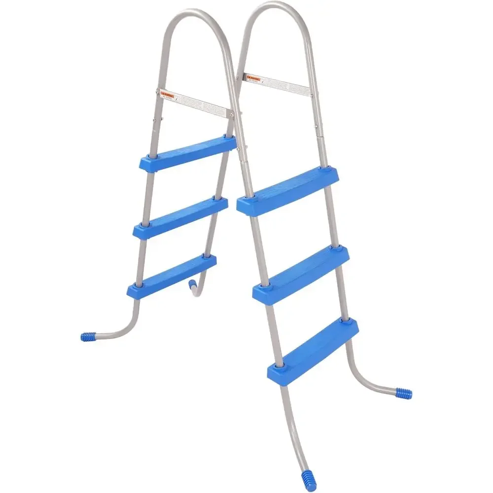 36 Above Ground Pool Ladder with 3 Non-Slip Removable Steps, Heavy Duty Blue Steel