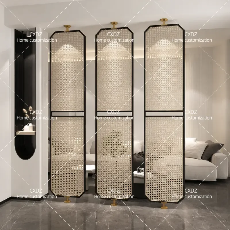 New Chinese Style Rattan Screen Partition Rotating Room Divider for Living Room Porch Hotel Home Decor Quiet Wind Design