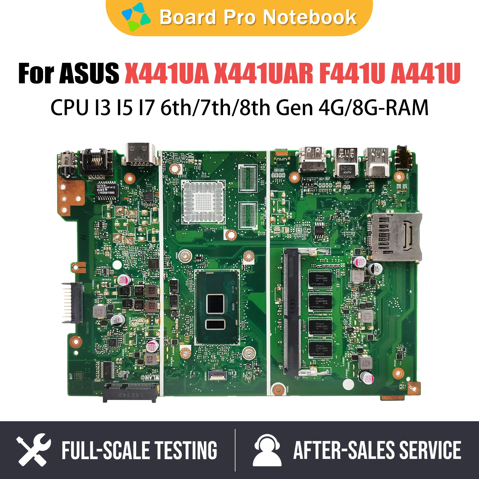 

X441UA Notebook Mainboard For ASUS X441UV X441U F441U A441U X441UAR X441UAK Laptop Motherboard I3 I5 I7 CPU RAM 4G 8G